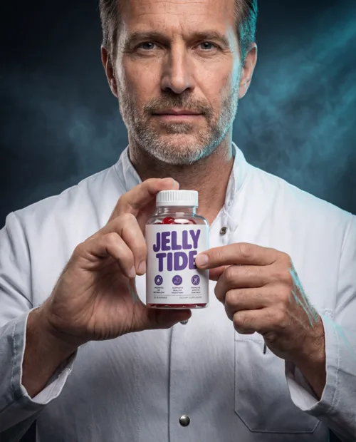 Health professional holding a bottle of JellyTide